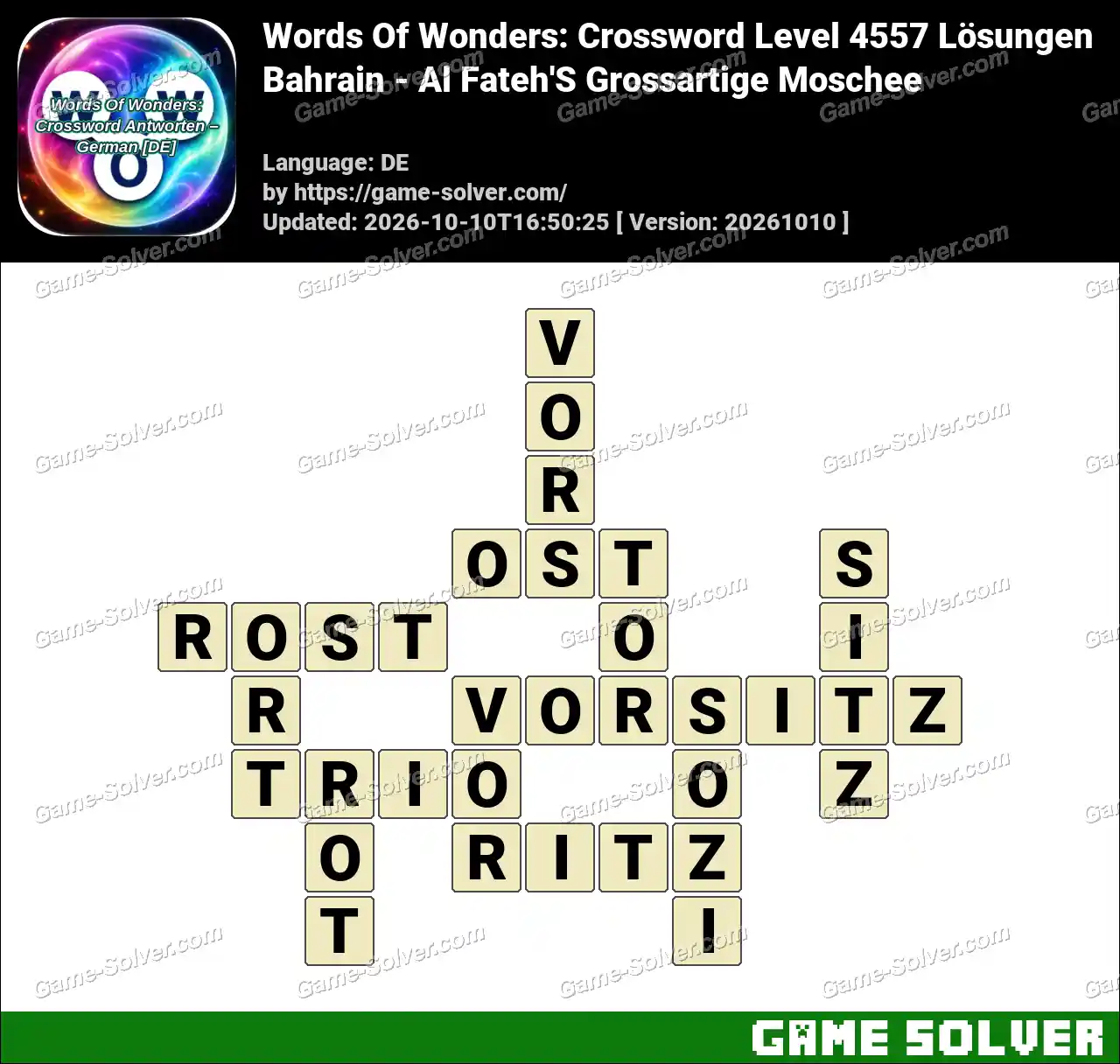 Words Of Wonders: Crossword Level 4557 Lösungen – Bahrain – Al Fateh’S Grossartige Moschee
